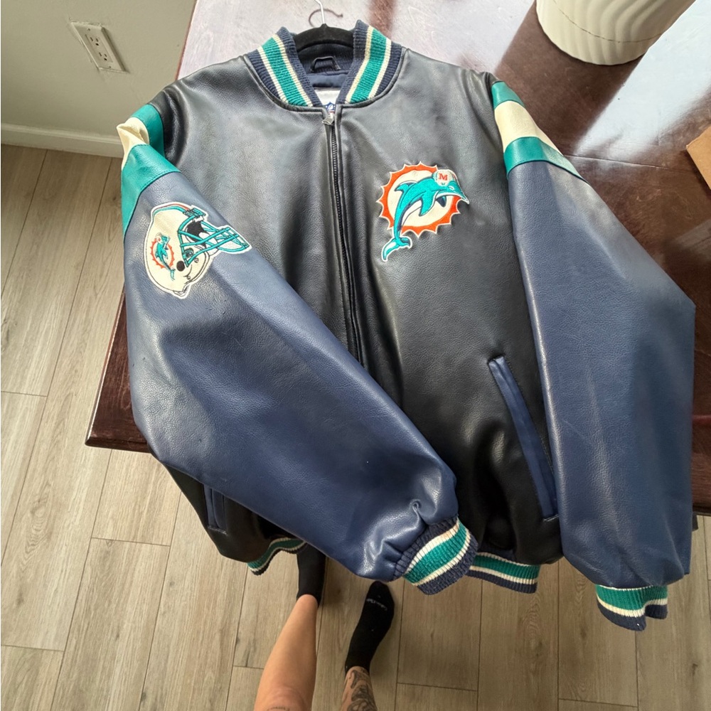 NFL Miami Dolphins Varsity Jacket - Black and Blue